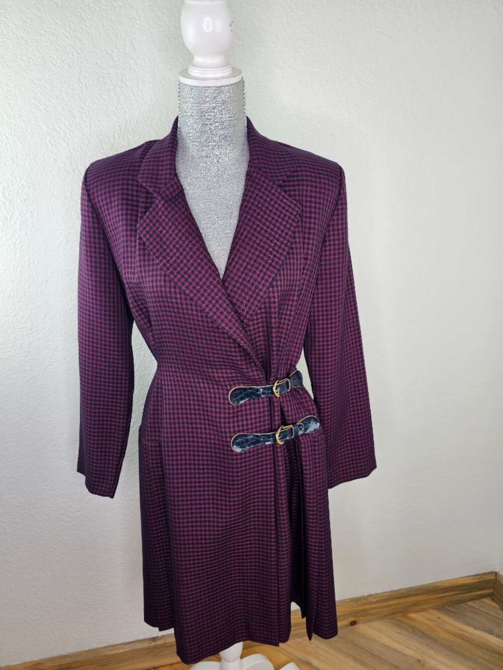 Charter Club Vintage Pleated Plaid Trench Coat Dress